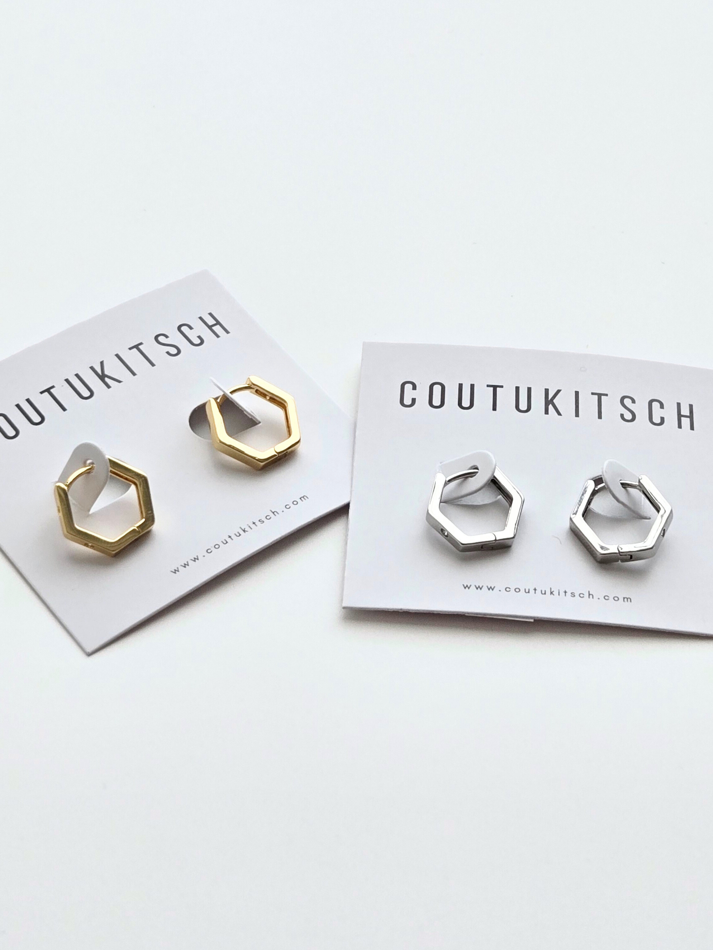 010 | hexagon crystal huggie hoops