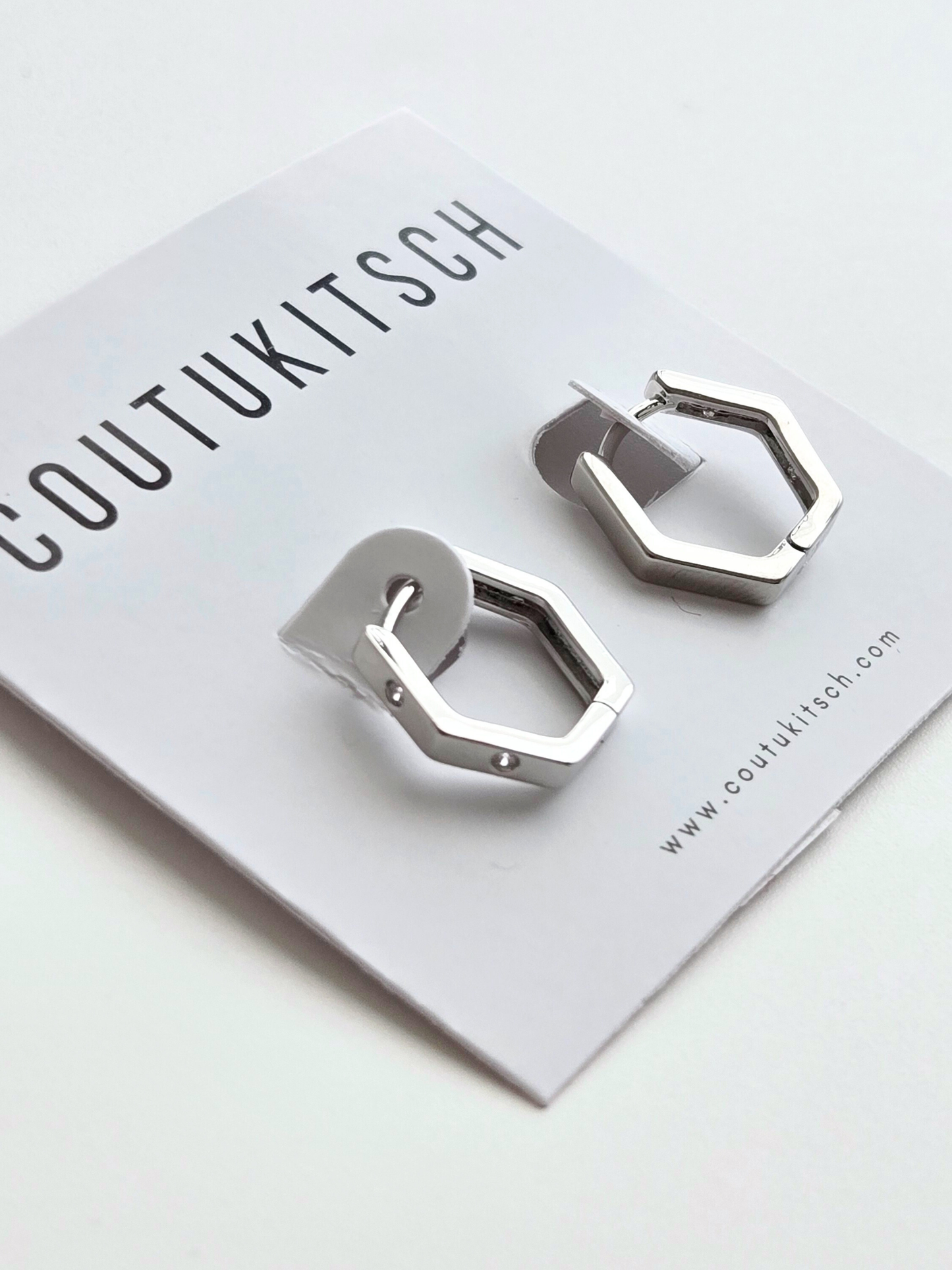 010 | hexagon crystal huggie hoops