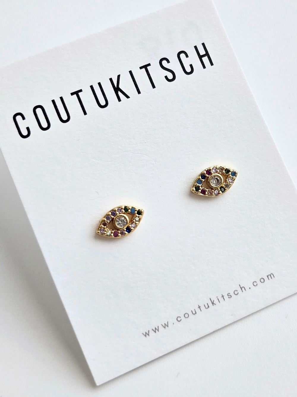 018 | rainbow evil eye studs