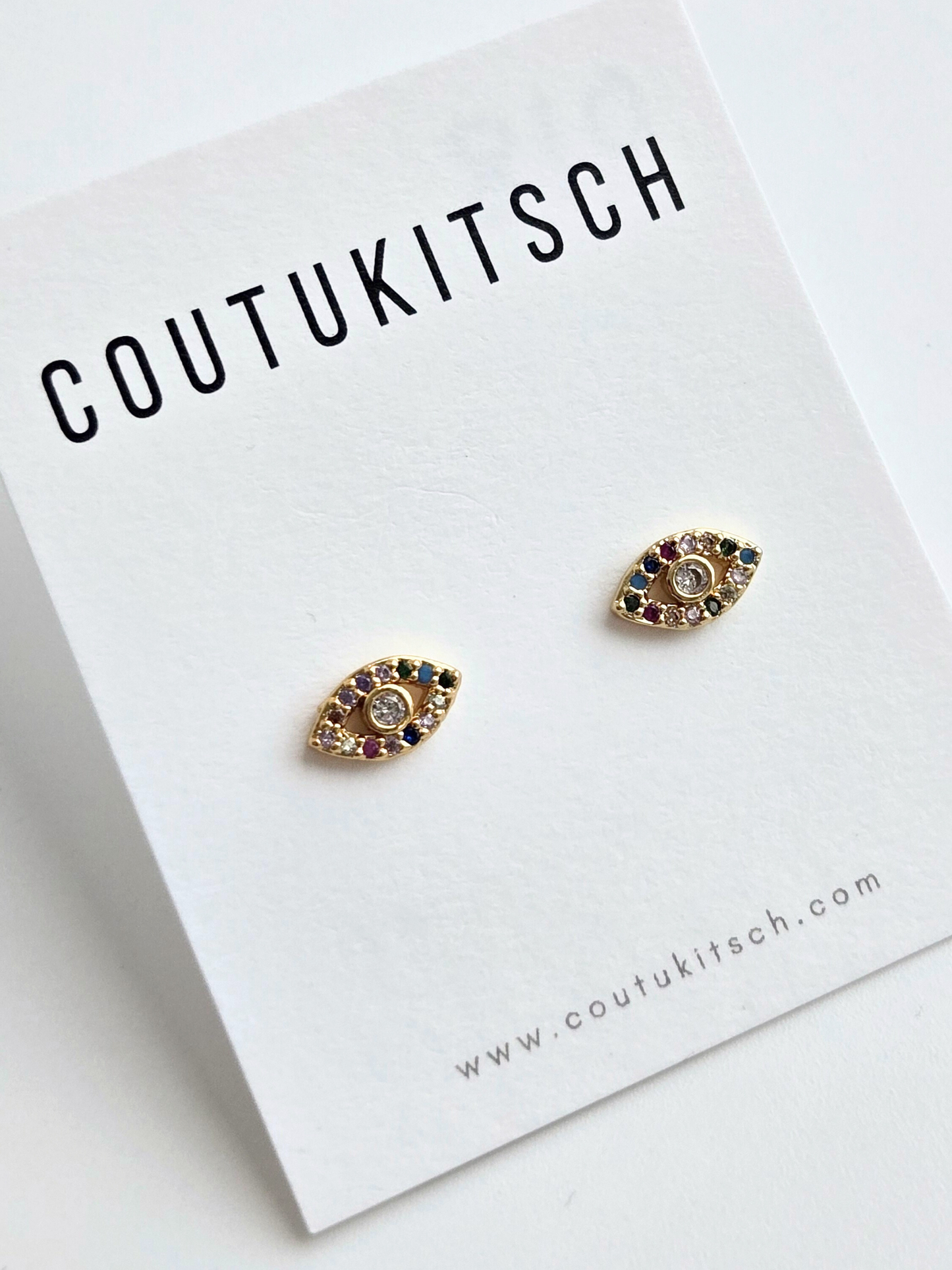 018 | rainbow evil eye studs