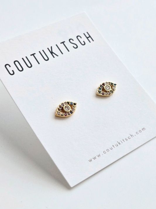 018 | rainbow evil eye studs