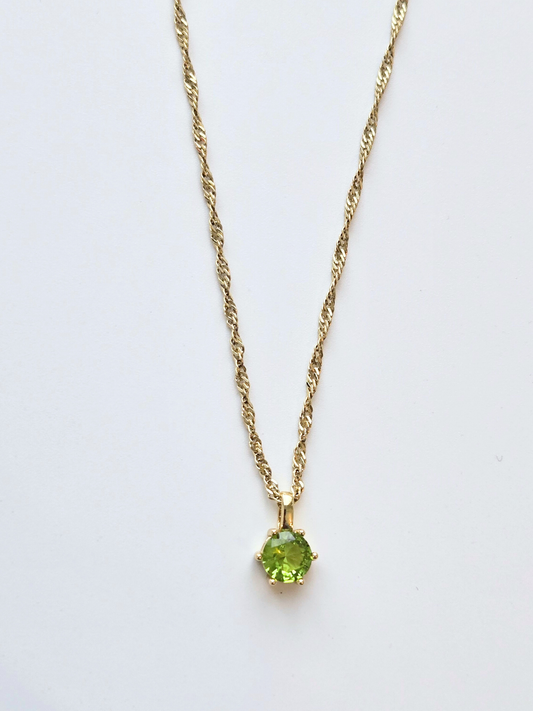 045 | round green crystal necklace