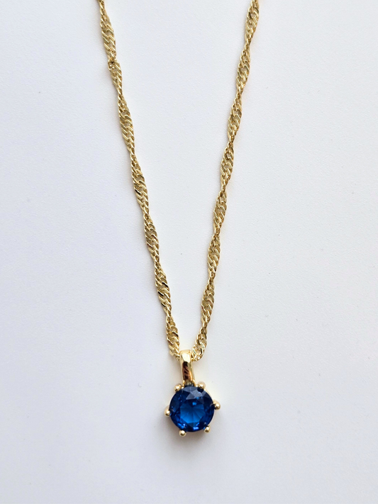 046 | round blue crystal necklace