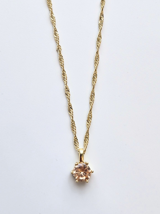 047 | round peach crystal necklace