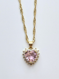 048 | pink crystal heart necklace