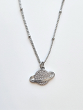 056 | silver saturn necklace