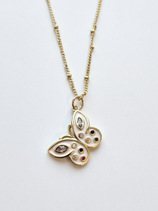 058 | white butterfly necklace