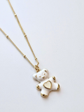060 | white teddy bear necklace