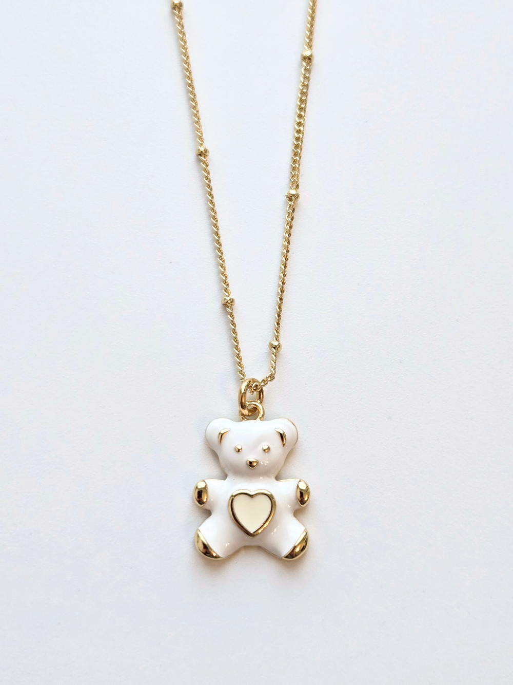 060 | white teddy bear necklace