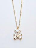 060 | white teddy bear necklace
