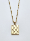 064 | checker medallion necklace