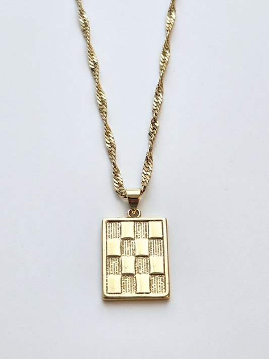 064 | checker medallion necklace