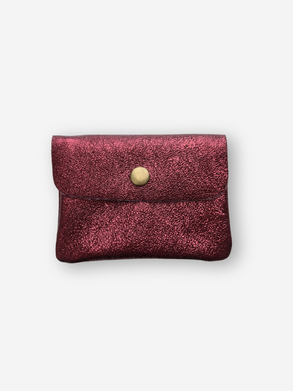 Leather Snap Wallet | Metallic Garnet