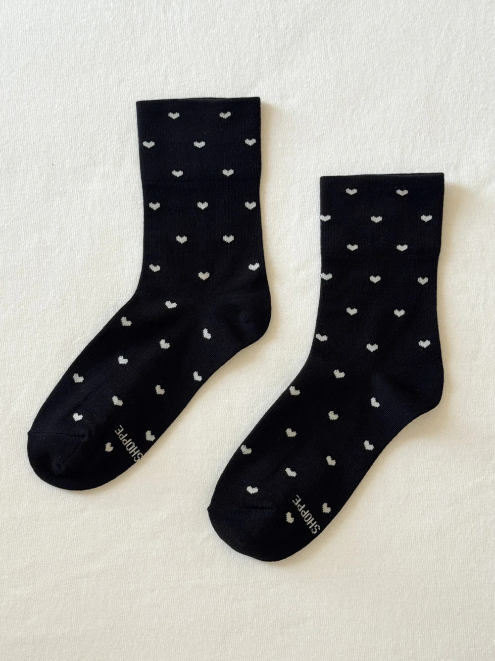 Sneaker Socks | Black/Cream Heart