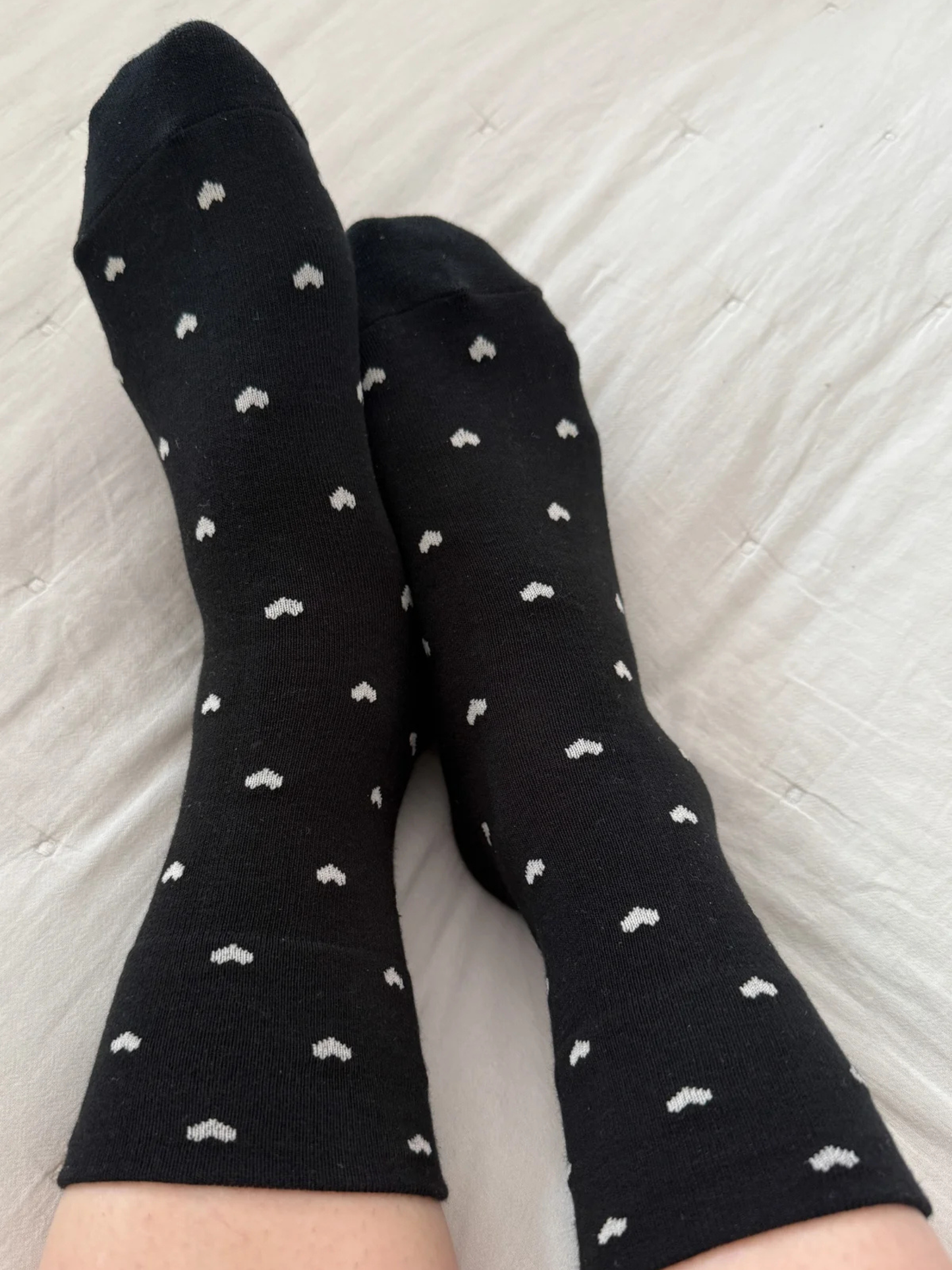 Sneaker Socks | Black/Cream Heart