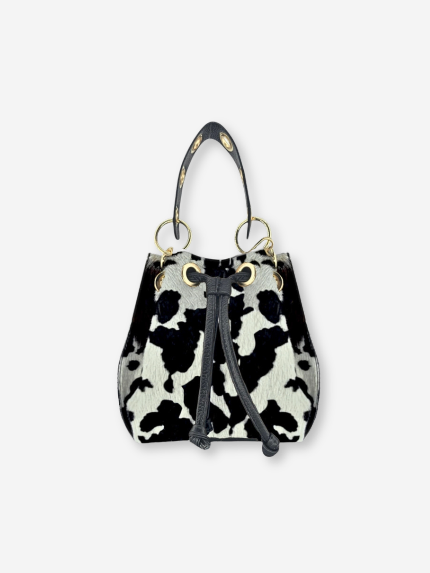 Noleila Pony Hair Cow Print Bucket Bag