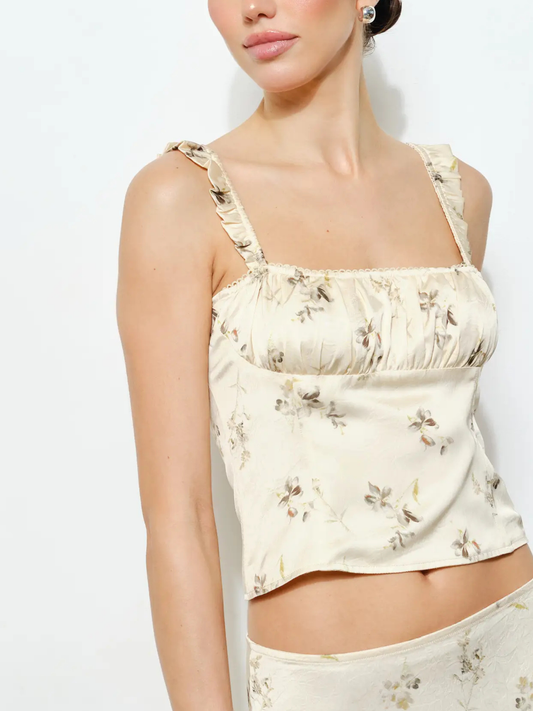 Emily Top Butter Yellow Floral