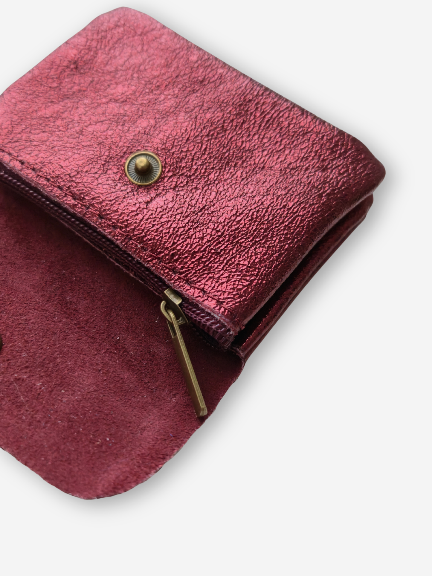 Leather Snap Wallet | Metallic Garnet