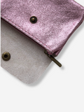 Leather Snap Wallet | Metallic Pink