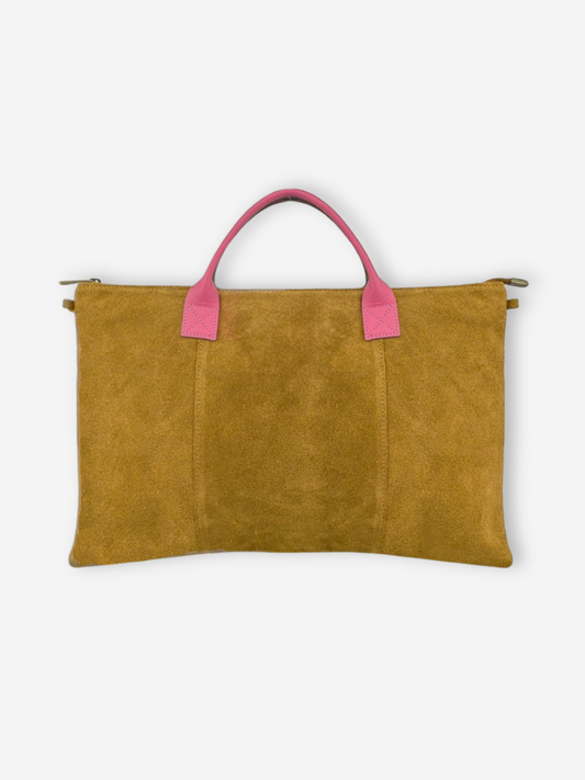 Suede Leather Work Tote  | Maize