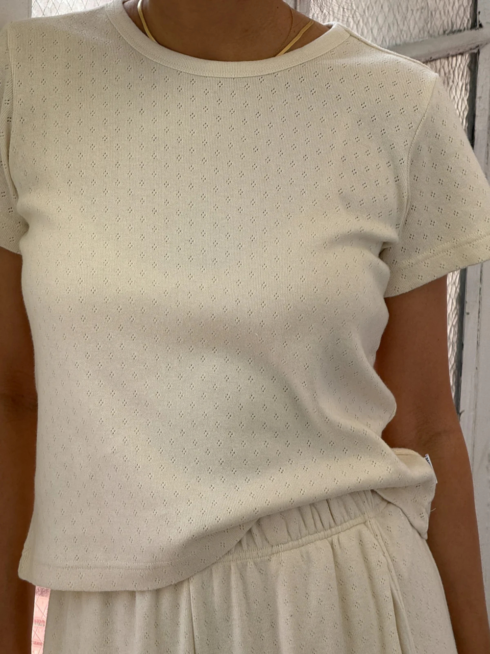 Pointelle Babe Tee | Naturel