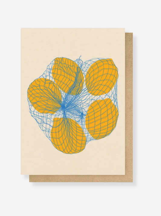 Five Lemons in A Net Bag Greetings Card