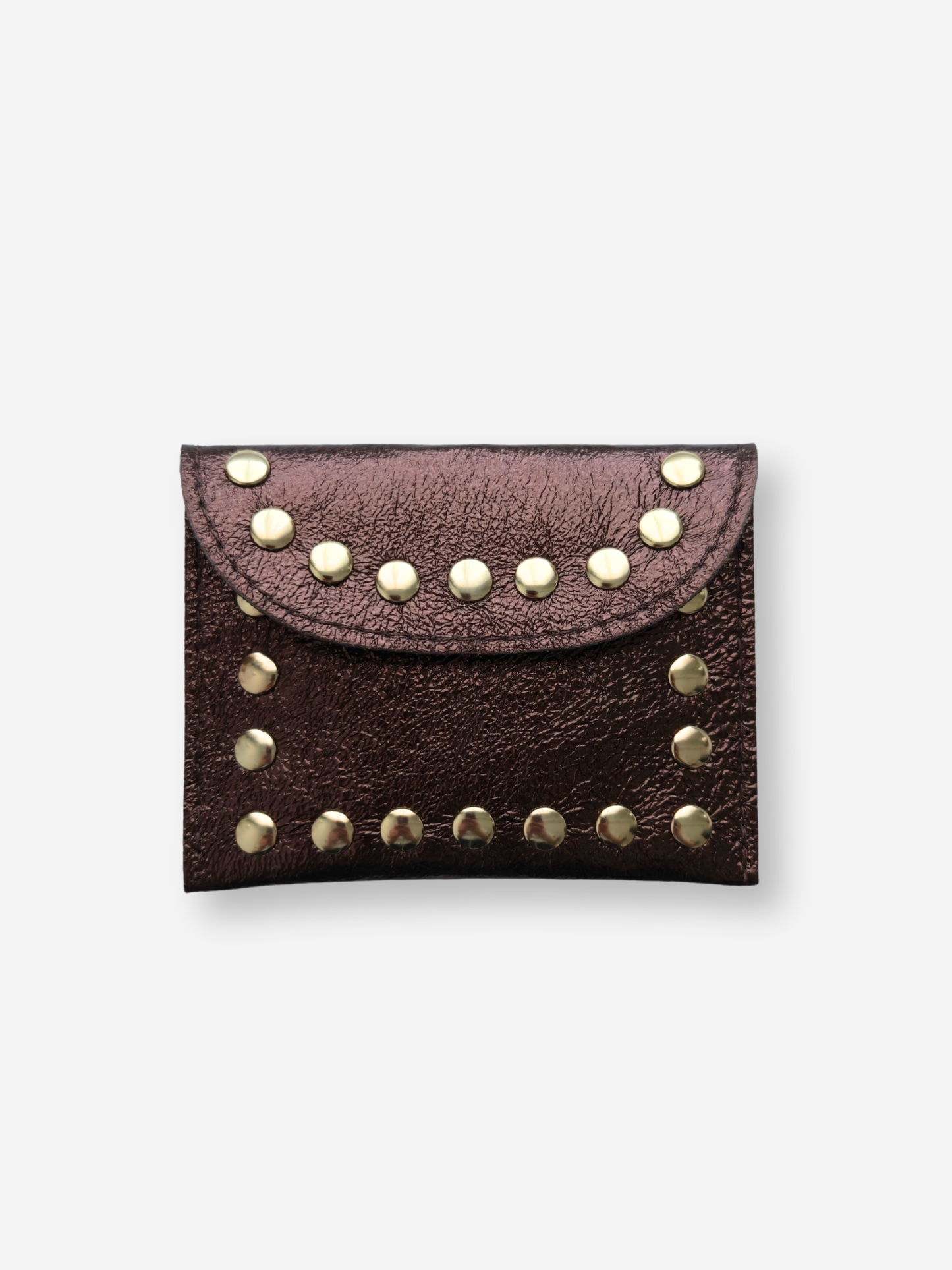 Leather Rivet Wallet | Metallic Brown