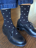 Sneaker Socks | Black/Cream Heart