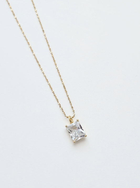 145 | clear crystal baguette necklace