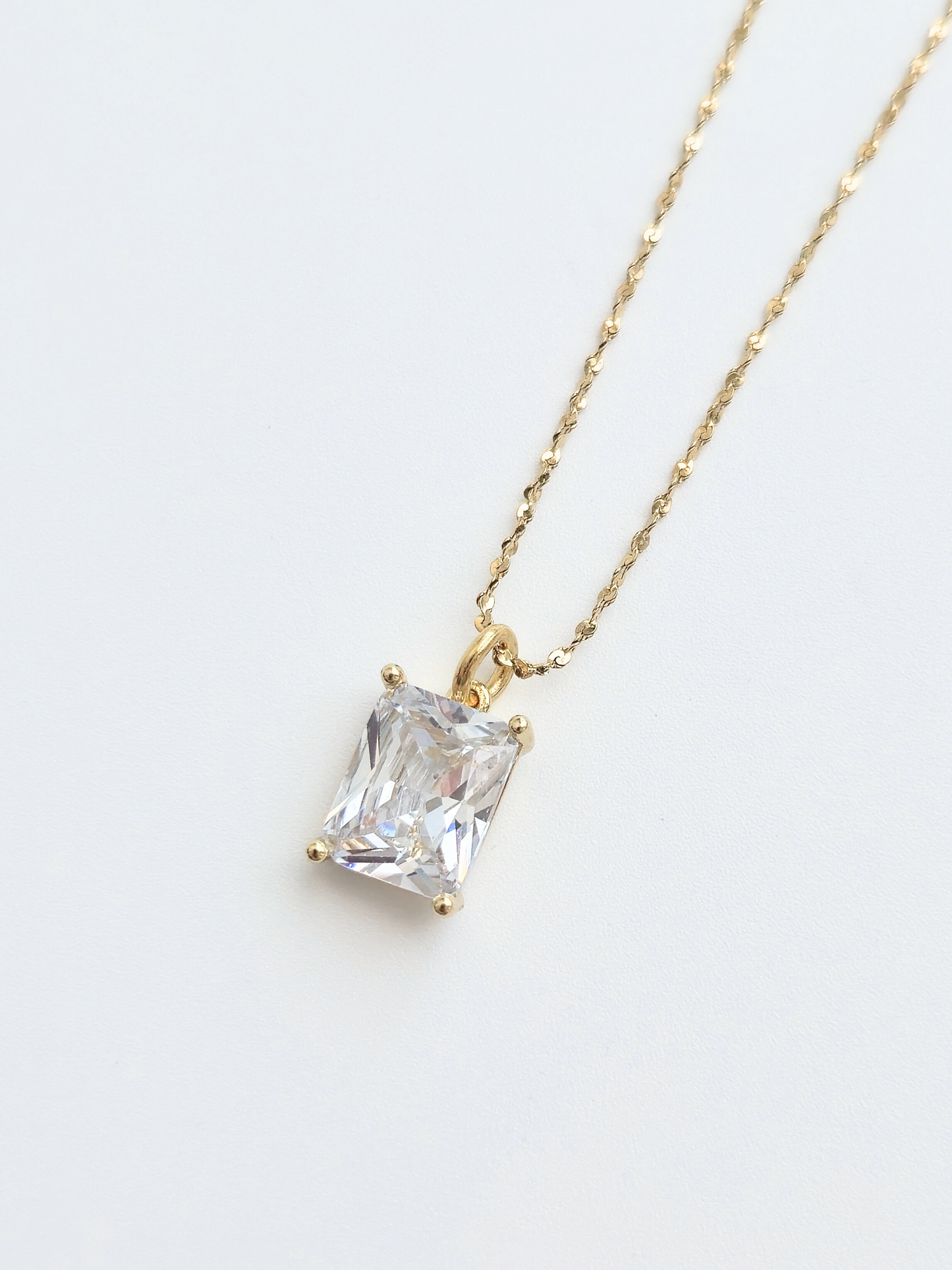 145 | clear crystal baguette necklace