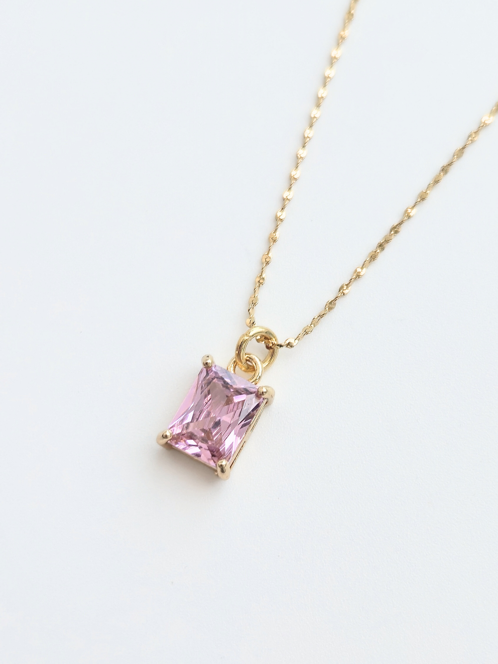 146 | pink crystal baguette necklace