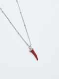 147 | red horn silver necklace