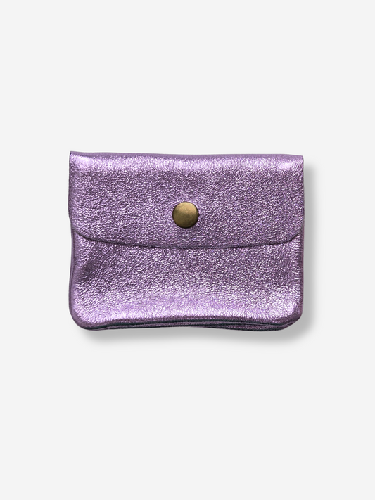 Leather Snap Wallet | Metallic Lilac