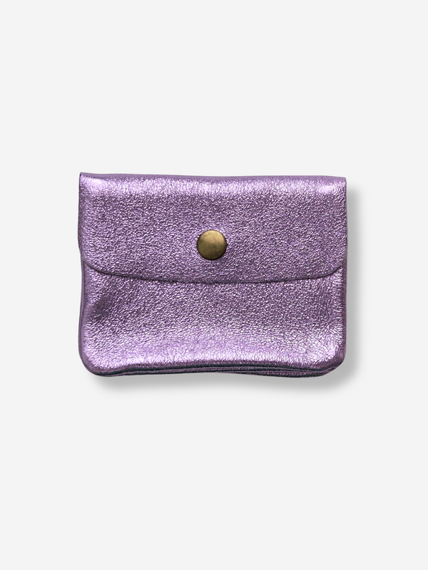 Leather Snap Wallet | Metallic Lilac