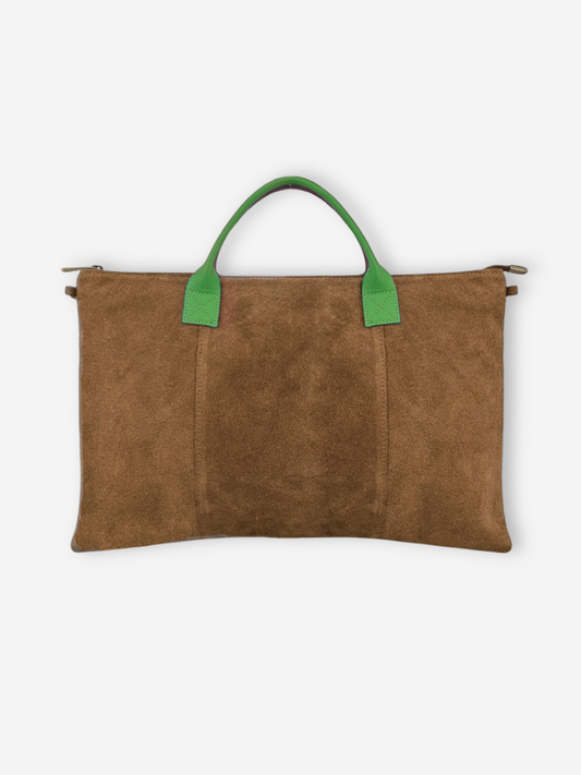 Suede Leather Work Tote  | Tobacco