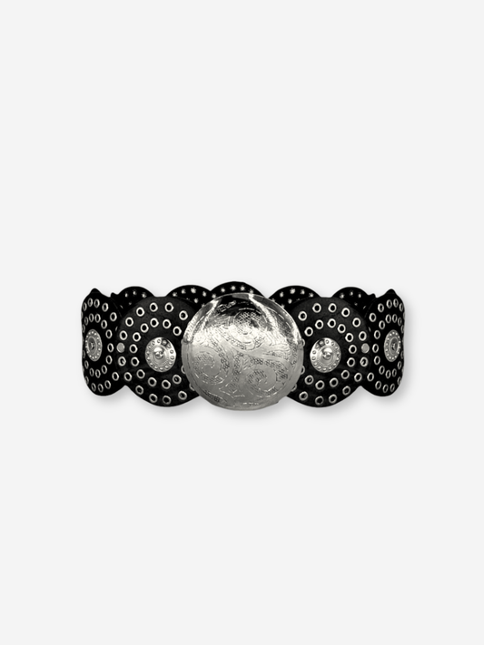 Cleopatra Boho Western Studded Leather Belt Black