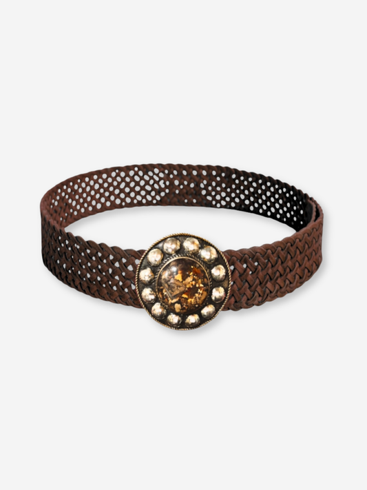 Nemesis Braided Leather Belt Brown