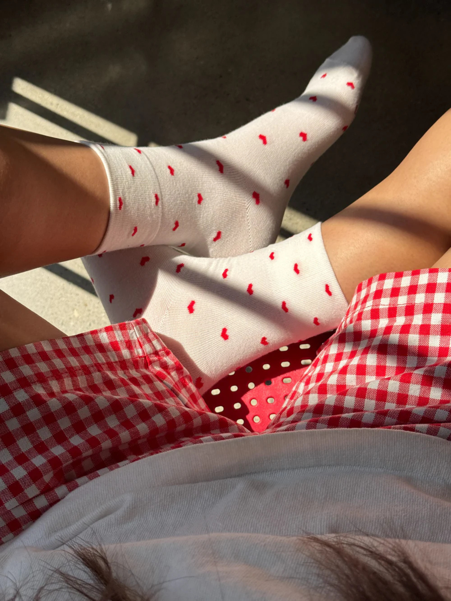 Sneaker Socks | White/Red Heart