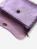 Leather Snap Wallet | Metallic Lilac