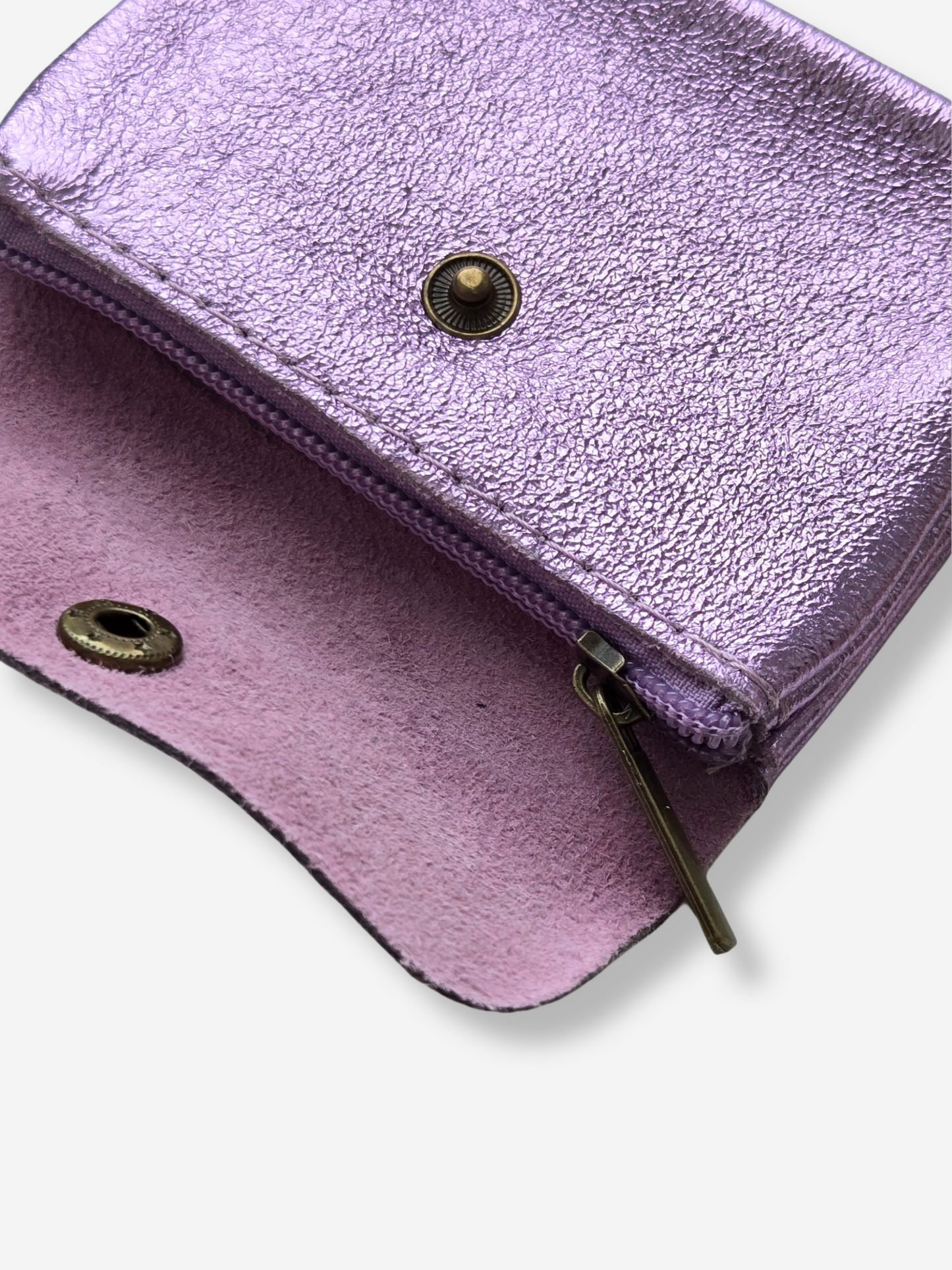 Leather Snap Wallet | Metallic Lilac