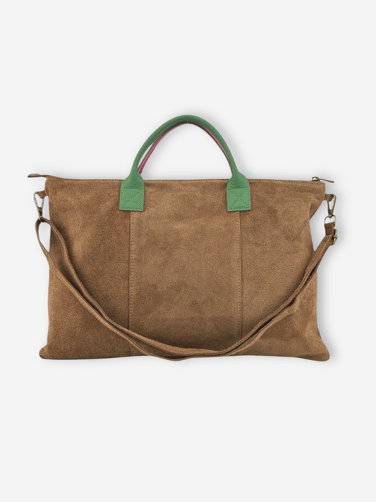 Suede Leather Work Tote  | Tobacco
