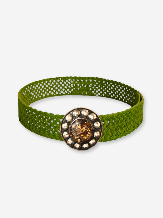 Nemesis Braided Leather Belt Pistachio