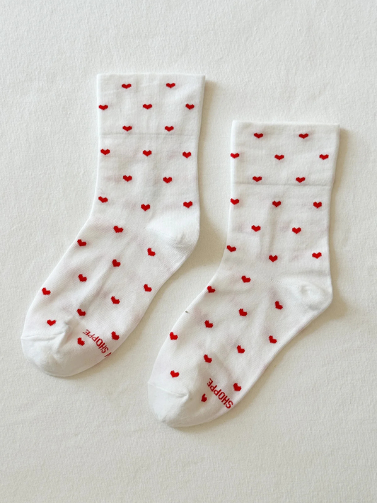 Sneaker Socks | White/Red Heart