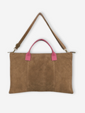 Suede Leather Work Tote  | Tobacco