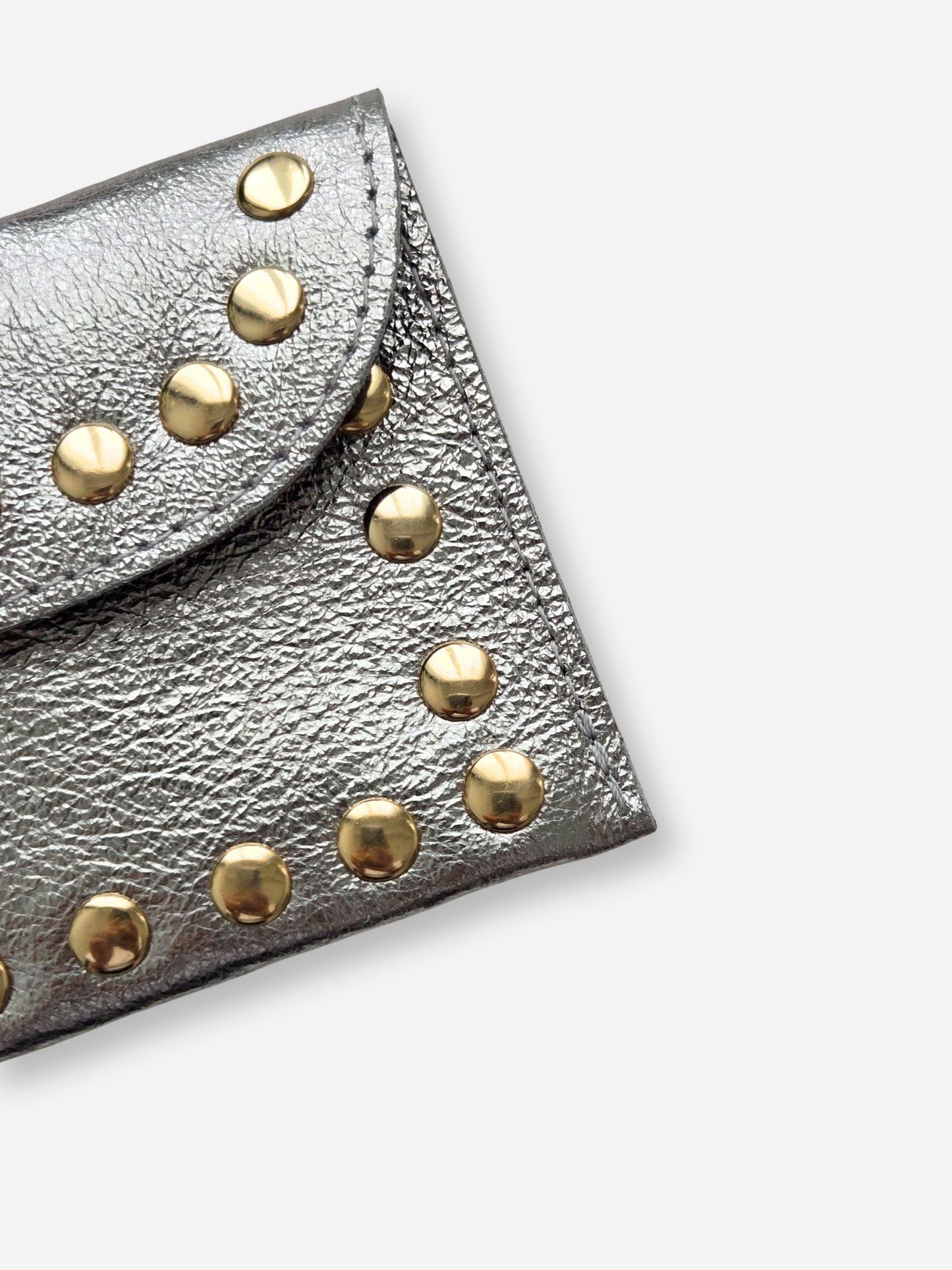 Leather Rivet Wallet | Metallic Lead