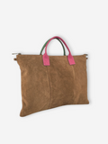 Suede Leather Work Tote  | Tobacco