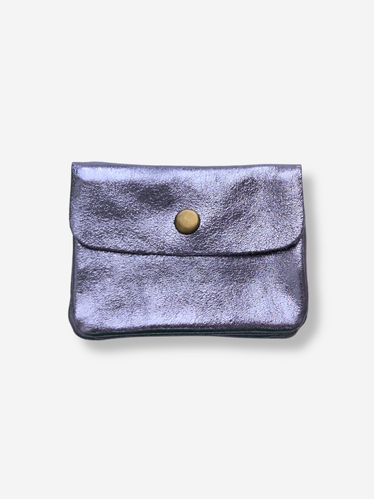 Leather Snap Wallet | Metallic Periwinkle