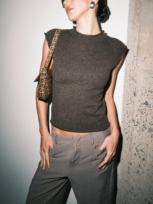 River Cap Sleeve Top Brown