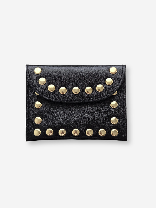 Leather Rivet Wallet | Metallic Black