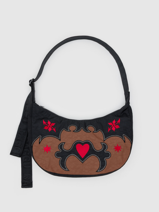 Medium Nylon Crescent Bag | Western Appliqué